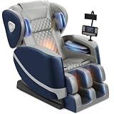 FURNIMAT 2026 Massage Chair Full Body, Zero Gravity Massage Chair with 10 Fix Rollers, Airbags, Heating, Foot Massage, Auto Modes, Bluetooth Speaker, Smart Screen Controller (Blue & Grey)
