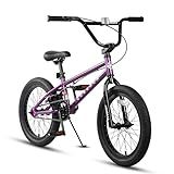 cubsala Freestyle BMX Bike, 20 Inch Kids Bicycle for 7-13 Years Old Kids and Beginner Level Rider, Purple