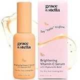 grace & stella Vitamin C Serum for Face (50ml /1.7 fl oz)- Brightening Vitamin C for Face with Hyaluronic Acid Serum To Reduce Dullness & Dark Spots - Vegan Skincare