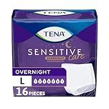 TENA Sensitive Care Overnight Incontinence Underwear for Women, Bladder control, Postpartum, Large, 16 Count (Waist Size 32in-42in)