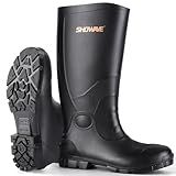 Showave Men's Rain Boots with Reinforced Steel Shank Waterproof Rubber Boots Durable Concrete Boot Outdoor Work Boots Lightweight Mud Boots Plain Toe for Agriculture Industrial(Black 11)