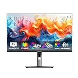 CUNPU 27 Inch 4K Monitor, UHD (3840 * 2160) IPS Ultra-Slim Bezel Monitor for Photo Video Editing, ΔE < 2, 100% DCI-P3, 1.07B+ Colors, Height/Pivot/Tilt/Swivel, Built-in Dual Speaker, DP/HDMI