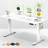 Veken 55 Inch Large Electric Standing Desk, Gaming Table, White