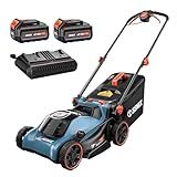 SENIX 40V 17" Electric Lawn Mower, Battery Powered Cordless Lawnmower, 2-in-1 Brushless Walk-Behind Push Mowers, 6 Heights Adjustment, cortadora de pasto, Includes 2x5Ah Batteries & Charger, LPPX2-M5