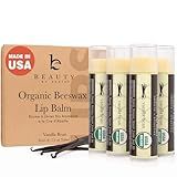 USDA Organic Lip Balm - USA Made with Natural Ingredients, Beeswax Vanilla Chapstick for Dry Lips, Gifts for Women, Birthday Gifts for Her & Him, Hydrating Lip Balm Beauty Gifts, Natural Chapstick