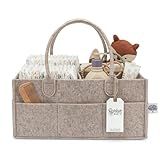 Parker Baby Co. Diaper Caddy - Nursery Storage Bin and Car Organizer for Diapers and Baby Wipes - Oatmeal, Large