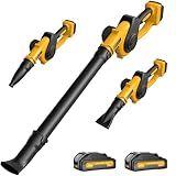 Leaf Blower Cordless with 2 Batteries and Fast Charger, 210 MPH Battery Powered Blower with 3 Nozzles, 3 Speed Modes, Lightweight & Small Electric Leaf Blowers for Lawn Care, House, Leaves, Dust, Snow