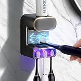 Automatic Toothpaste Dispenser, Wall Mounted Toothbrush Holder with 3 Slots, Electric Smart Toothpaste Dispenser for Kids and Adults (Gun Grey)