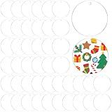 50 Pcs Acrylic Ornament Blanks 3 inch, Clear Keychains Blanks Acrylic Round Discs Blank with Hole for Christmas Ornaments Decor, Plastic Circles for Engraving, Painting, DIY Crafts
