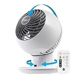 IRIS USA WOOZOO Desk Fan with Remote, Oscillating Table Air Circulator, 5 Speeds, 82ft Max Air Distance, 90° Adjustable Tilt, 30db Low Noise Motor, Small Fan for Bedroom, Office, Dorm, White