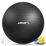 APEXUP Yoga Ball Exercise Ball Anti Slip Heavy Duty for Fitness, Balance & Core Workout, Balance Training, Pregnancy & Physical Therapy, 5 Sizes (L (23"~26") 65cm, Black)