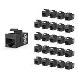 VCE CAT6 RJ45 Keystone Couplers (UL Listed), 25-Pack Ethernet Keystone Jack Female to Female UTP for Cat6/Cat5e/Cat5 Network Cable, Black