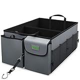 DRIVE - Car Trunk Organizer - Collapsible, Multi-Compartment Automotive SUV Car Organizer for Storage w/Adjustable Straps - Truck & Car Accessories for Women and Men - Grey