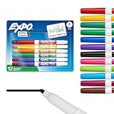 EXPO Dry Erase Markers, Low Odor Ink, Assorted Colors, Fine Tip, 12 Count - Back to School, Teacher, Classroom, Office Supplies