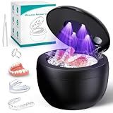 Upgraded Ultrasonic Retainer Cleaner Machine, 45kHz Ultrasonic Dentures Cleaner for Night Guards, Braces, Aligner, Toothbrush, Jewelry and More, 200ML Capacity, Black1
