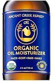 Ancient Greek Remedy Body Oil - Organic After Shower Face Oil & Body Moisturizer for Dry Skin - Almond, Jojoba, Olive, Lavender, Vitamin E Oils - Natural Clean Facial Skincare for Women & Men 4 oz