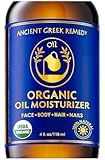 Ancient Greek Remedy Body Oil - Organic After Shower Face Oil & Body Moisturizer for Dry Skin - Almond, Jojoba, Olive, Lavender, Vitamin E Oils - Natural Clean Facial Skincare for Women & Men 4 oz