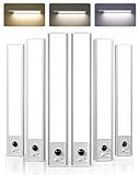 EZVALO Under Cabinet Lights, 96 LED Rechargeable Motion Sensor Light Indoor, 6 Pack Wireless Closet Lights with Battery Indicator, 3 Color Temps Dimmable Under Counter Lights for Kitchen (12 inch)