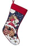 Personalize It Santa on Chimney Needlepoint Christmas Stocking - Finished Wool Needle Point Family Holiday Keepsake Décor