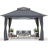 ABCCANOPY 13x13 Pop Up Gazebo, Outdoor Canopy Tent, Instant Screened Shelter with Mosquito Netting for Patio, Garden, Backyard, Party, Camping (Dark Gray)