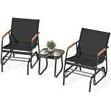 YITAHOME 3 Piece Patio Glider Set Textilene Gliders Outdoor Furniture Black
