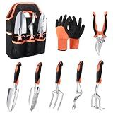 Garden Tools Set, 8 Piece, Gardening Tools Set with Storage Bag Orange