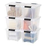IRIS USA 19 QT Plastic Storage Box with Lid and Latches - 6 Pack - BPA-Free, See-Through Organizing Solution, Durable Nestable Stackable Containers, Secure Pull Handle - Clear