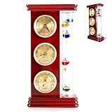 Classic Analog Weather Station with Galileo Thermometer,Barometer,Hygrometer,and Precision Quartz Clock.Home Decor,Wireless Indoor and Outdoor Thermometer,Weather Gifts