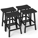 MAIUSCOLI Bar Stools 29'' Outdoor Set of 4, Waterproof Modern Durable Resin Saddle Seat,Counter Stool Sturdy Modern Stylish, All-Weather Barstools for Patio, Balcony, or Kitchen Counter