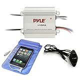 Pyle Auto 2-Channel Bridgeable Marine Amplifier - 200 Watt RMS 4 OHM Full Range Stereo w/ Wireless Bluetooth & Powerful Prime Speaker - High Crossover HD Music Audio Multi-Channel System