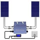 Solar Grid Tie Micro Inverter, WVC-600W 600W 110V Waterproof Inverters Solar Powered Reversing Converter Aluminium Alloy Inverters w/LCD Display for Schools Power Stations Homes