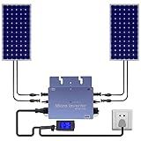Solar Grid Tie Micro Inverter, WVC-600W 600W 110V Waterproof Inverters Solar Powered Reversing Converter Aluminium Alloy Inverters w/LCD Display for Schools Power Stations Homes