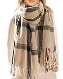 FURTALK Winter Scarf for Women Shawl Cashmere Feel Tassel Plaid Large Oversized Scarves Wraps