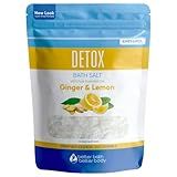 Detox Bath Salt 32 Ounces (2 Lbs) USP Grade Epsom Salt with Natural Ginger and Lemon Essential Oils Plus Vitamin C in BPA Free Pouch with Easy Press Lock Seal Made in USA