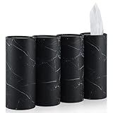 SINGARO Car Tissue Holder, 4 Pack Car Cup Holder Facial Tissues with Travel Tissue Bag, Quick and Convenient Flower Combination Car Tissue Box(4 Canisters/200 Tissues) Black
