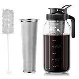 VA1KENE 64 oz Cold Brew Coffee Maker, Mason Jar Pitcher with 304 SS Filter