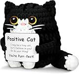 AHANKERE Positive Crochet Cat Animal Emotional Support Crochet Cat Handmade Crochet Animals Lover Gifts for Women Men,Handmade Funny Mini Birthday Cute Cat Decor Mom Grandma Daughter Son Friends
