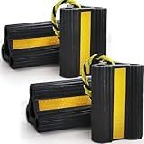 Wheel Chocks [2pair/4pack with Rope] for RV Trailer Camper Truck Car Aircraft Boat, Versatile Rubber Chocks Block Stopper for Tire with Reflective Strips, Utility Trailer Camper RV Accessories