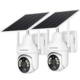 SEHMUA 2K Solar Security Cameras Wireless Outdoor, 2 Pack 360° View Pan/Tilt WiFi Security Camera Outside with Color Night Vision,Easy to Install, PIR Alarm, 2-Way Audio