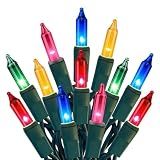 HISHINY Christmas Lights 100 Count Multicolor Christmas Tree String Lights with Green Wire for Outdoor Indoor Christmas Decorations Wedding Decorations Valentines Day Decor,UL Certified (21feet)