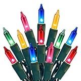 HISHINY Christmas Lights 100 Count Multicolor Christmas Tree String Lights with Green Wire for Outdoor Indoor Christmas Decorations Wedding Decorations Valentines Day Decor,UL Certified (21feet)