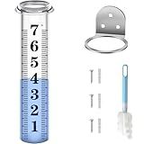 HQcontL Accurate Rain Gauge Outdoor,7" Rain Gauges Outdoors Best Rated with Stainless Steel Rack Holder, Thickened Plastic Large Precise rain Measure Guage for Yard Fence Garden Lawn