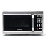Farberware 0.7 Cu. Ft. Countertop Microwave Oven – 700 Watts Power, Auto Cook Settings, Defrost, Easy Clean and Child Safety Lock - Stainless
