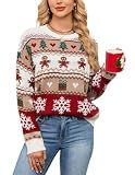 Womens Creative Christmas Patterns Crew Neck Kint Pullover Sweaters Trendy