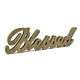 CVHOMEDECO. Blessed Sign Free Standing Wooden Words Sign for Gift and Table/Shelf/Home Wall/Office Decoration, Natural, 15 x 4-1/4 x 1 Inch