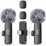 MAYBESTA Wireless Mini Microphone for iPhone, Android Phone - 2 Pack Lavalier Lapel Mic for Audio Video Recording - Clip on Content Creator Microphones for YouTube Tiktok Podcast Vlogging