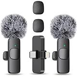 MAYBESTA Wireless Mini Microphone for iPhone, Android Phone - 2 Pack Lavalier Lapel Mic for Audio Video Recording - Clip on Content Creator Microphones for YouTube Tiktok Podcast Vlogging