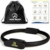 ProBody Pilates Fitness Circle – 14 Inch Pilates Ring for Yoga and Other Workouts, Focusing on Toning Inner Thighs, Arms, Core and Back, at Home Pilates Equipment (Black)