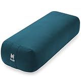 Node Fitness Yoga Meditation Cushion, 25" x 12" Rectangular Bolster with Organic Cotton Cover - Teal