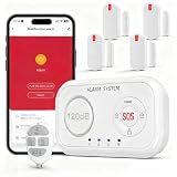 Home Security System Wireless, Smart WiFi Alarm System DIY Kit with 120dB Siren, Door Window Sensors & Remote Control, App Alerts, Works with Alexa & Google Home, No Monthly Fee for House Apartment